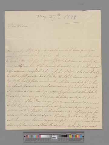 Robinson, Mary (Richardson). Letter to Elizabeth (Robinson) Montagu