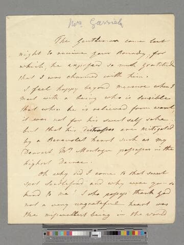 Garrick, Eva Maria (Veigel). Letter to Elizabeth (Robinson) Montagu