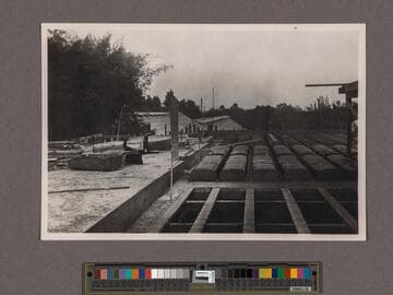 Huntington Library Construction: view showing the floor above boiler room ready for casting, looking east