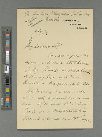 Carr, James Haslewood. Letters to Elizabeth Briggs Carr