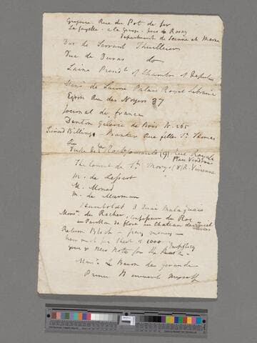 [Clarkson, Thomas]. [List of French addresses]