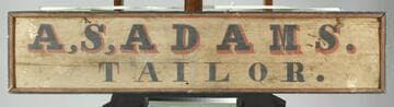 Sign for A. S. Adams, Tailor