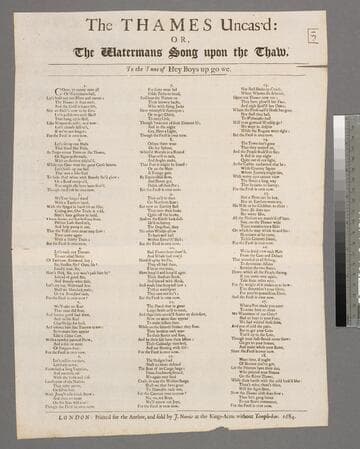 The Thames uncas'd: or, The watermans song upon the thaw. To the tune of Hey boys up go we