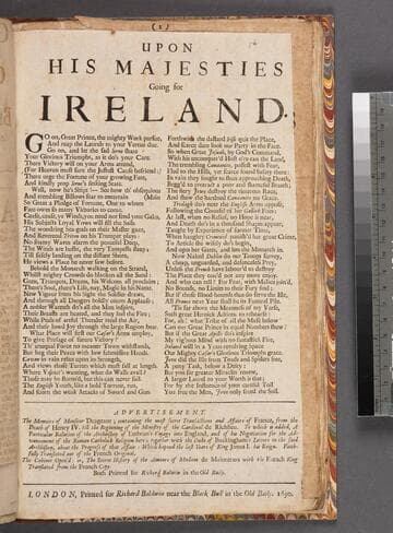 Upon His Majesties going for Ireland