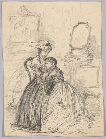 Seated Woman Comforting Younger Woman
