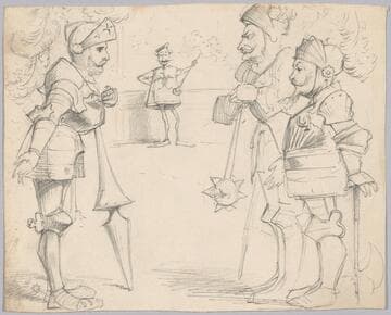 Three Knights in Armor and a Herald