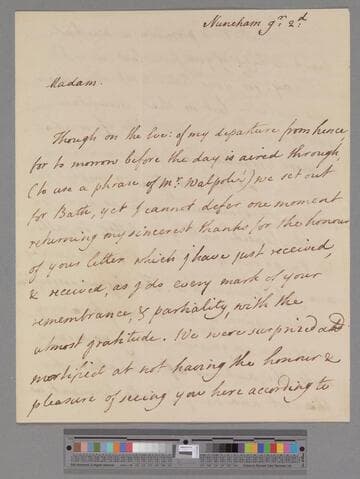 Harcourt, George Simon, 2nd Earl of Harcourt. Letter to Elizabeth (Robinson) Montagu