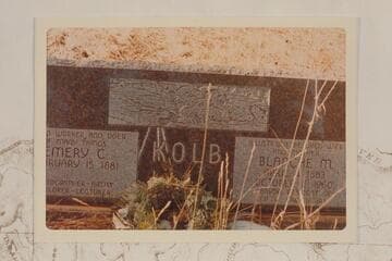 Kolb grave markers in cemetery at South Rim.  Emery and Blanche M. Kolb.  Emery was alive and living at the South Rim at the time the headstone was photographed