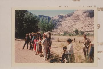 Utes in Plains Indian costume at the Powell Dedication