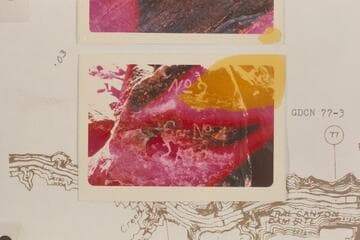 Inscriptions at right bank below Hance Rapid; Mile 77.1-77.5.  Probably location markers for the Hance Mine.  [Code 1 should probably be 739999]