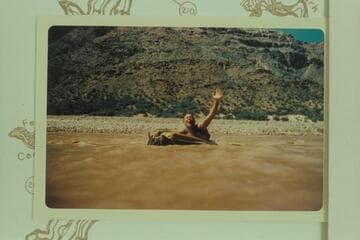 Homer Morgan below Granite Park.  Float trip on air mattresses from Mile 209 to Mile 239