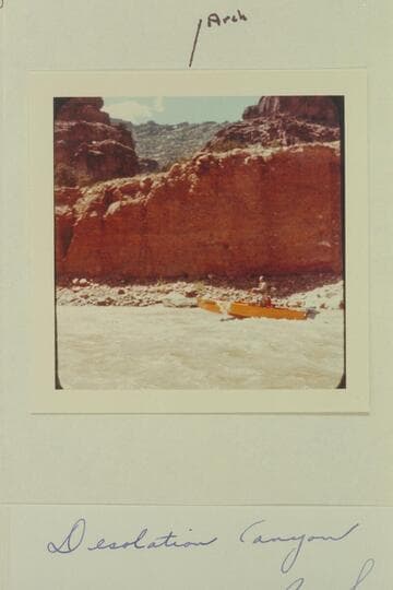 Al Morton and Roy Sessions in Al Morton's boat, Desolation Canyon