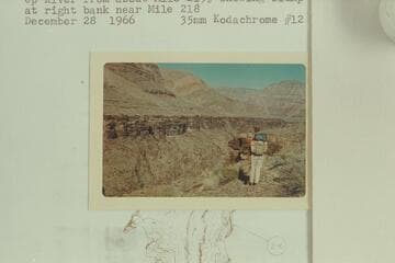 Up river from about Mile 219.5 showing slump block at right bank near Mile 218