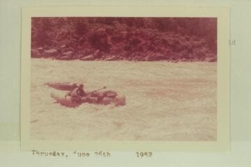 Mildred Davis ready to pull out of Disaster Rapid.  Photo from right bank