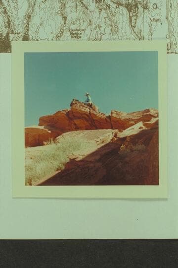 Buck Whitehat on trail between Cha Canyon and Trail Canyon