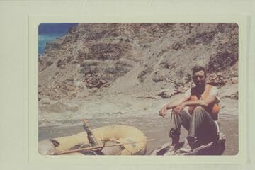 Jim Mytton at foot of Rapid #23 in Cataract Canyon.  The rapid is part of The Big Drop and is also known as Satans Gut