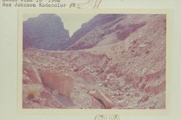 Debris from rock slide in side canyon at Mile 184.1