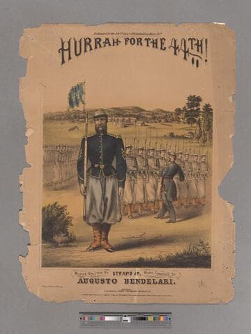 Hurrah for the 44th! : words written by Straws, Jr. / music composed by Augusto Bendelari