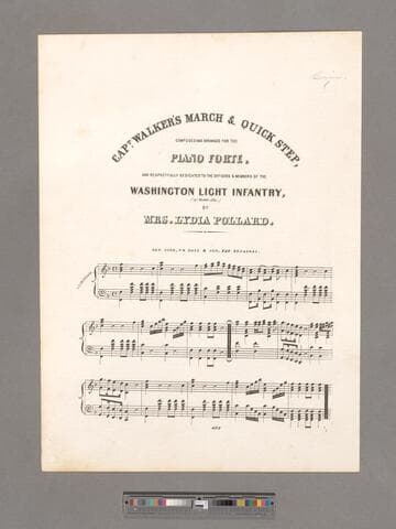Capt. Walker's march & quick step / composed and arranged for the piano forte, and respectfully dedicated to the officers & members of the Washington Light Infantry, (of Mobile Ala.) by Mrs. Lydia Pollard