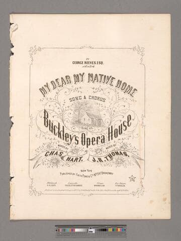 My dear my native home : song & chorus, sung at Buckley's opera house / words by Chas. Hart. ; music by J. R. Thomas
