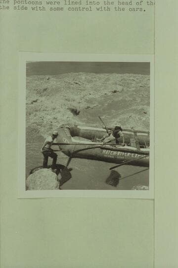 15.  Running Lava Falls.  The Pushoff.  Pontoon No. 1.  Boat:  Bruce.  Shore:  Al