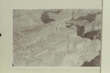 Down the Grand Canyon from Hopi Point.  The butte which heads out into the center of the picture from lower left is The Alligator.  Cope Butte is upper left.  The canyon at lower right is The Inferno which heads Salt Creek