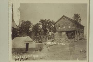 Kolb Studio and Cameron Hotel.  Sent as Christmas card by Emery Kolb