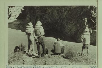 Reilly-Fulmer crew studying the surge at Mile 135.2;  approximate gauge:  80,000 cfs
