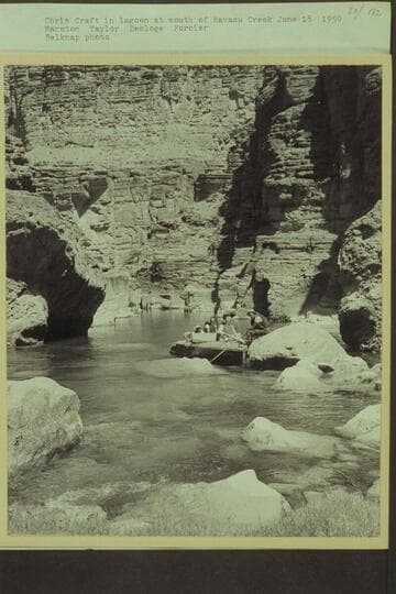 Chris Craft in lagoon at mouth of Havasu Creek;  Marston, Taylor, Desloge and Forcier
