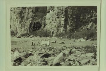 Camp at Mile 43 now known as President Harding Rapid.  USGS party
