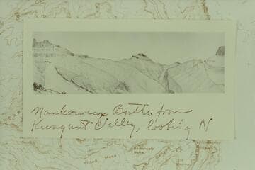 Panoram of two Young sketches prepared by John Maxon and the USGS.  Sent by Maxon in 1965, Sep. [on photo:  Nankoweap Butte from Kwagunt Valley, looking N.]