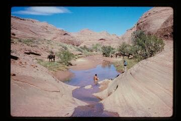 Dan Lehi bathes in Moepitz Creek