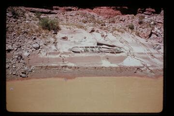 Barges from 1951 drilling at Marble Canyon dam site