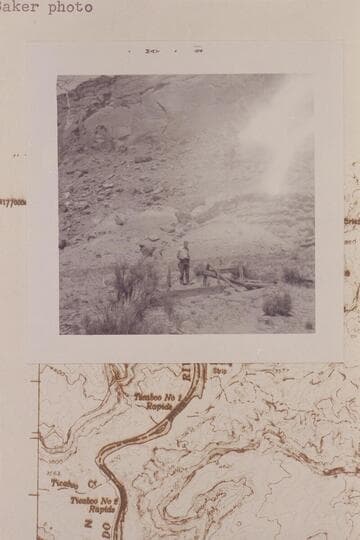 Slim Williams at the graves of Cass Hite and John Dehlin, Ticaboo Creek