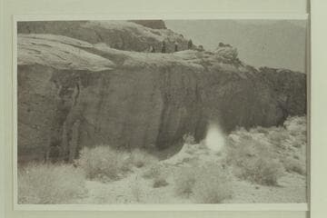 Route of descent into Escalante River.  1937 party with Dave Rust crossing from Hole-in-the-Rock to Waterpocket Fold.  Looking back at some of the party still on the rocks