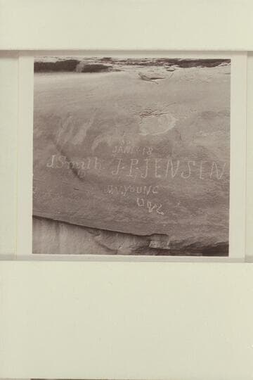 Inscriptions on the trail beyond the second dugway east of Hole in the Rock crossing
