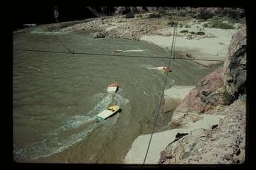 Boats head for beach at Bright Angel Creek