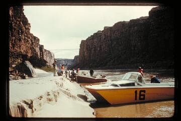 Bailing "Big Red" after holing at Mile 3.5