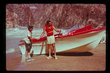 Ed I'Anson, Garth Marston, beach; Monument Creek Rapids