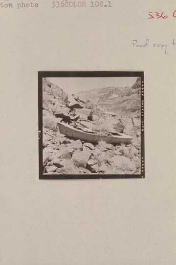 Russell-Tadje boat on left bank above Bass Cable.  Mile 108, Grand Canyon