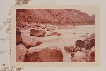 The rock which trapped the Best Expedition Boat #1 at left.  Mile 204 1/2