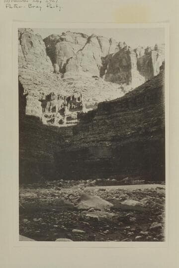 Looking from up in Dark Canyon down across Colorado River.  Pathe-Bray party