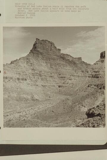 Widening of Red Lake Canyon where it reaches the soft and broken strata about a half mile from the Colorado River.  Red Lake Canyon appears on some maps as Butler Canyon