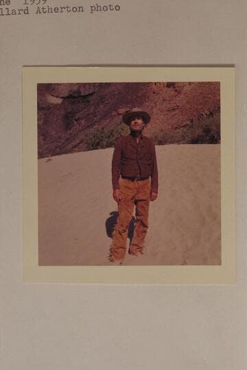 Ballard Atherton as Seneca Howland in making the Disney motion picture, "Ten Who Dared."  Grand Canyon