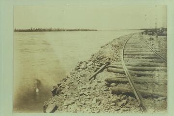 View of flood protection work; right bank of river, California side.  Yuma project