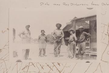 Nequoia Arch Survey.  Biddlecome Headquarters, Robbers Roost Country.  Lou Chaffin, the Pony Express; Millie Biddlecome, the Poet; Joe Biddlecome, the Boss; Hazel Biddlecome, the Escaped Convict from Salt Lake City; Dick, the Dapper