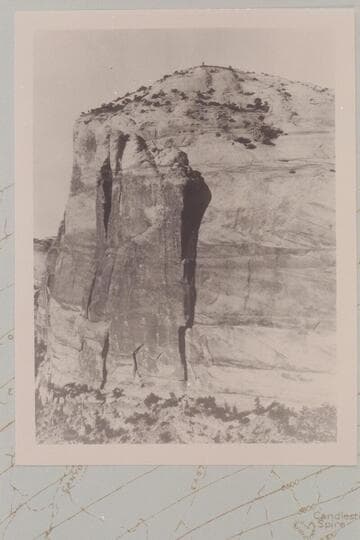 ObserVation Rock.  Triangulation Station "B."  EleVation:  6809 ft.  Head of Millard Canyon.  Lower NaVajo Sandstone--lower two-thirds.  Height of momument on top:  8 ft