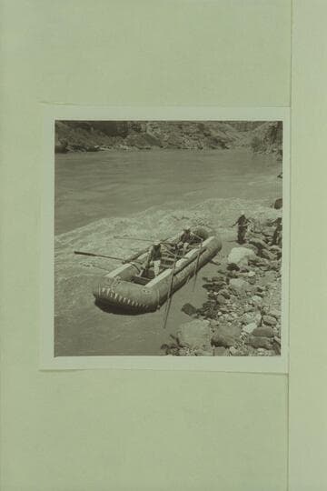 14.  Running Lava Falls.  Lining Pontoon No. 1.  Boat:  Bruce and Clarke.  Shore:  Dick and Jack