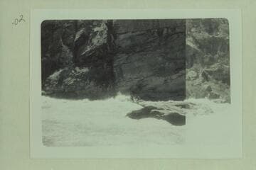 Mildred Davis pilots Fern Davis through No Name or Harp Rapid, Canyon of Lodore