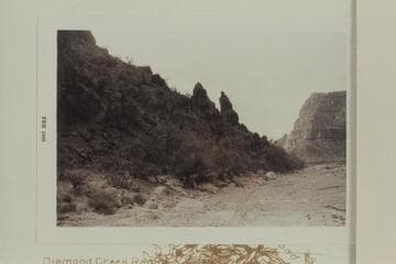 Looking south tonatural statue in Peach Springs Wash